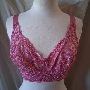 M&S Pink lace bralette with bow detail Size 36F #lingerie #intimates